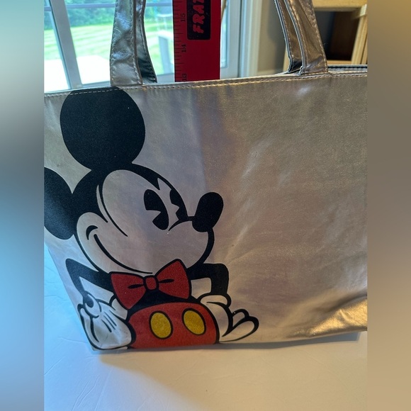 Disney Parks Original Tote Bag Metallic Silver Dual Handles Mickey Mouse - Picture 8 of 11